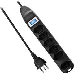 Filtro de Linha 6 Tomadas 2P+T PST-101 Preto FORTREK