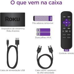 Roku Express 3 Streaming para TV Full HD Com Controle Remoto Wi-fi de Banda-Dupla Preto