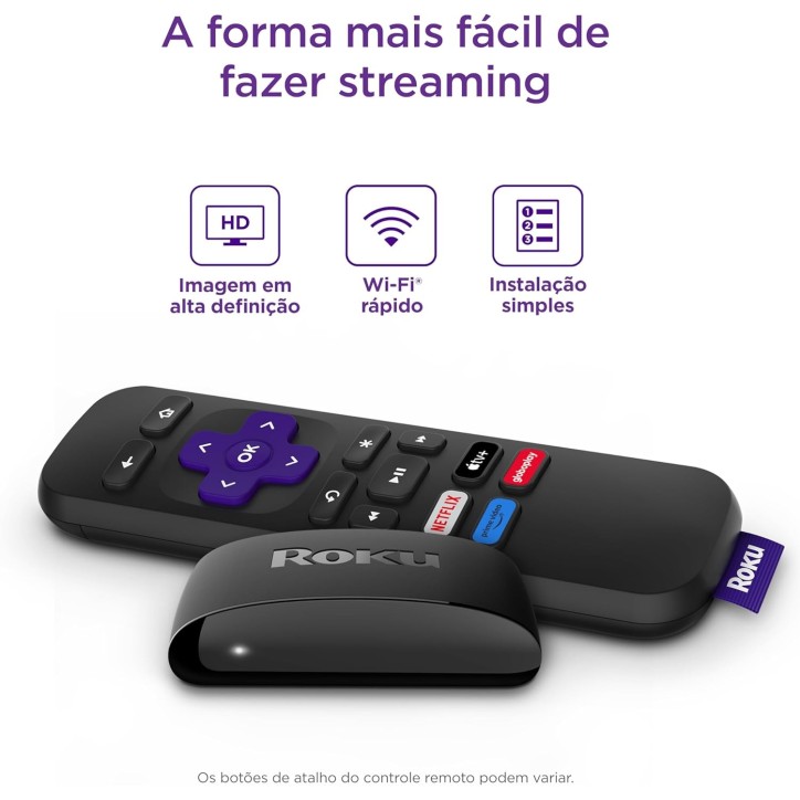 Roku Express 3 Streaming para TV Full HD Com Controle Remoto Wi-fi de Banda-Dupla Preto