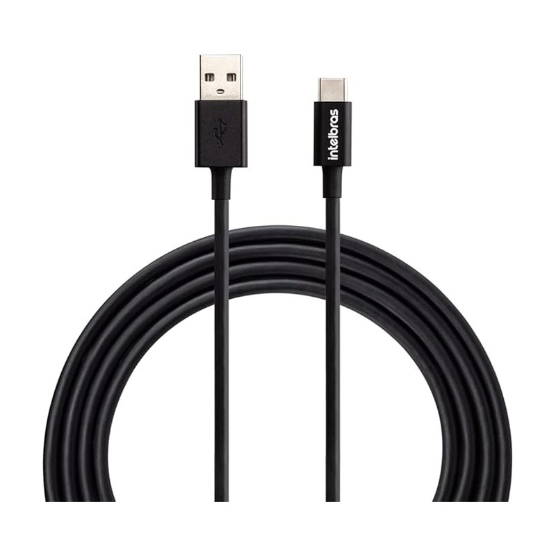 Cabo USB Tipo A X Tipo C Para Smartphone (1,2m) PVC Preto EUAC 12PP Intelbras