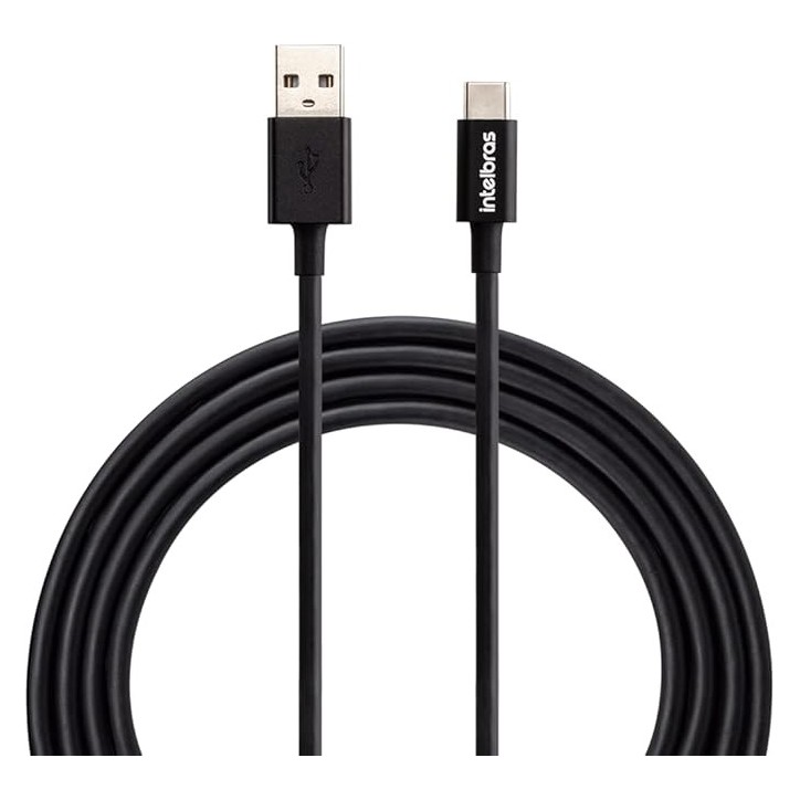 Cabo USB Tipo A X Tipo C Para Smartphone (1,2m) PVC Preto EUAC 12PP Intelbras