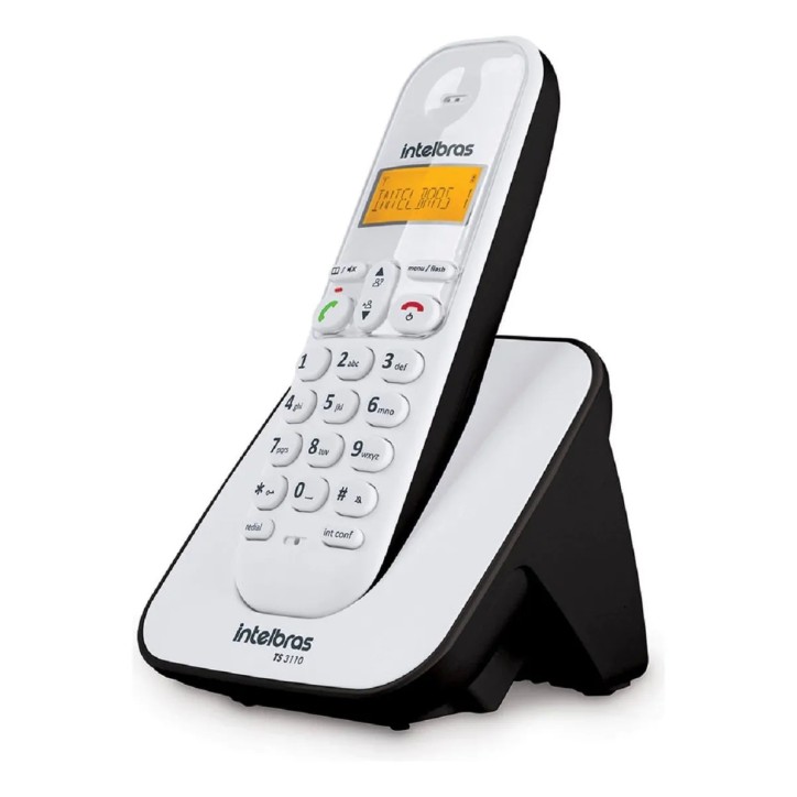 Telefone Sem Fio C/ Identificador de Chamadas TS 3110 Branco e Preto Intelbras