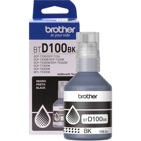 Cartucho Refil Brother BTD100BK Preta 108ml DCP-T230/ T430W/ T436W/T530DW/ T730DW/T830DW)