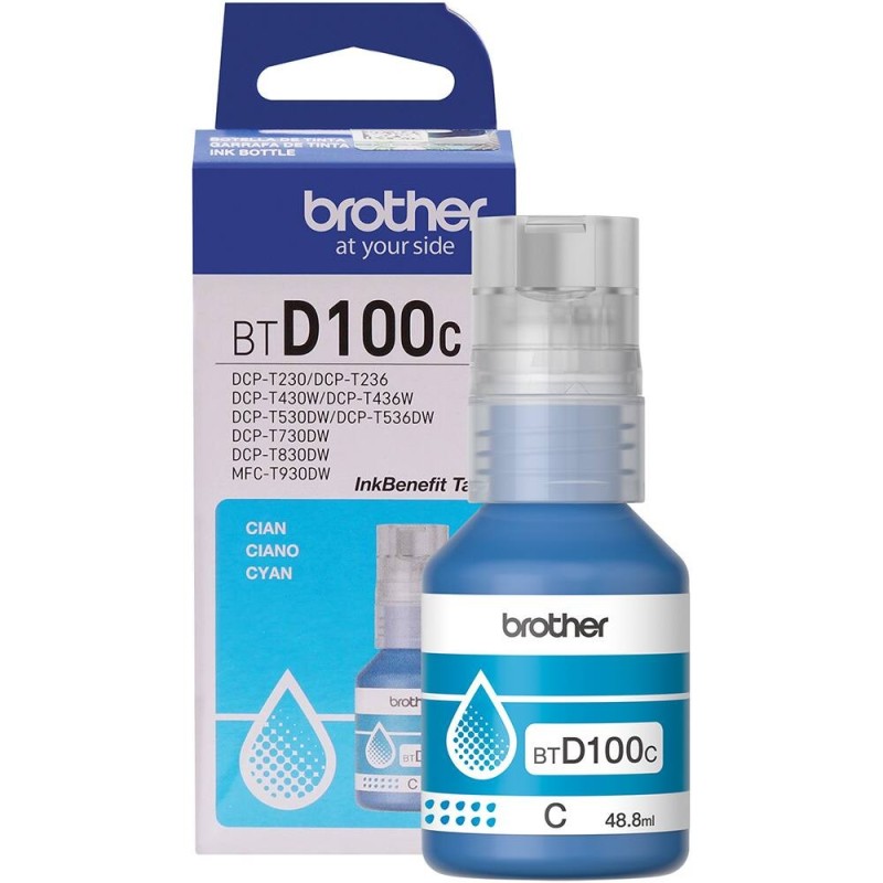 Cartucho Refil Brother BTD100C Ciano 48.8ml DCP-T230/ T430W/ T436W/T530DW/ T730DW/T830DW)