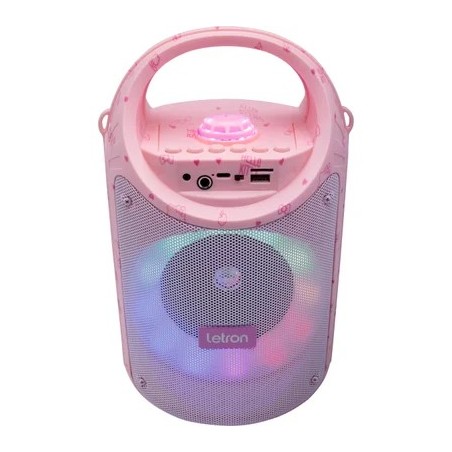 Caixa De Som Com Microfone Hello Kitty 60w (RMS) Bluetooth, FM, USB, Leitor de Cartões Rosa Letron