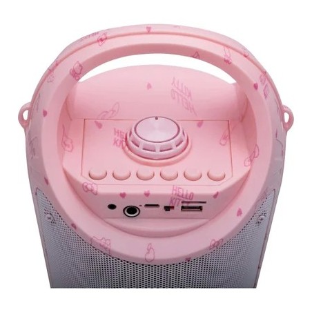 Caixa De Som Com Microfone Hello Kitty 60w (RMS) Bluetooth, FM, USB, Leitor de Cartões Rosa Letron