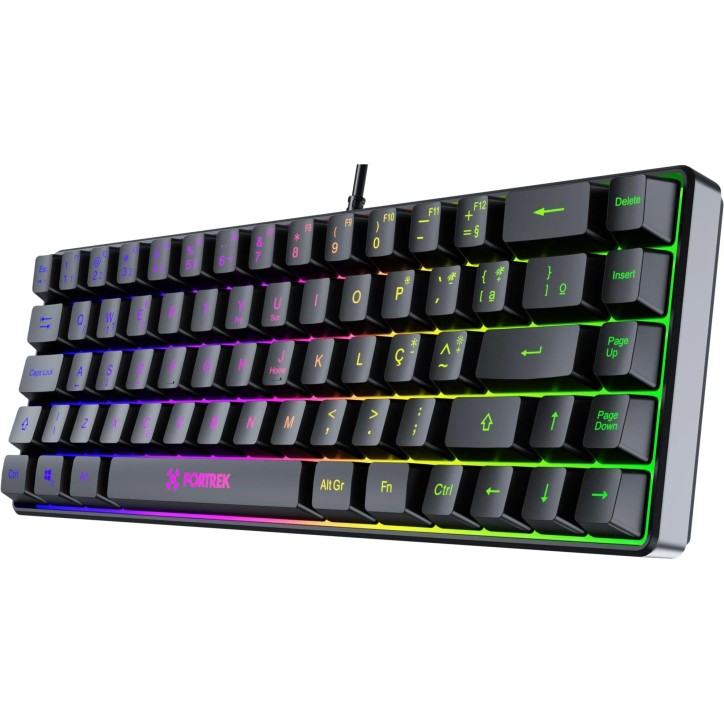 Teclado USB Gamer Fearless 65 Compact Preto Fortrek