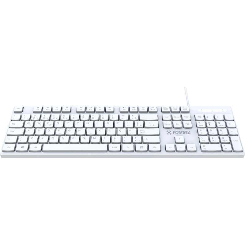 Teclado USB Multimídia K15 Slim Branco Fortrek