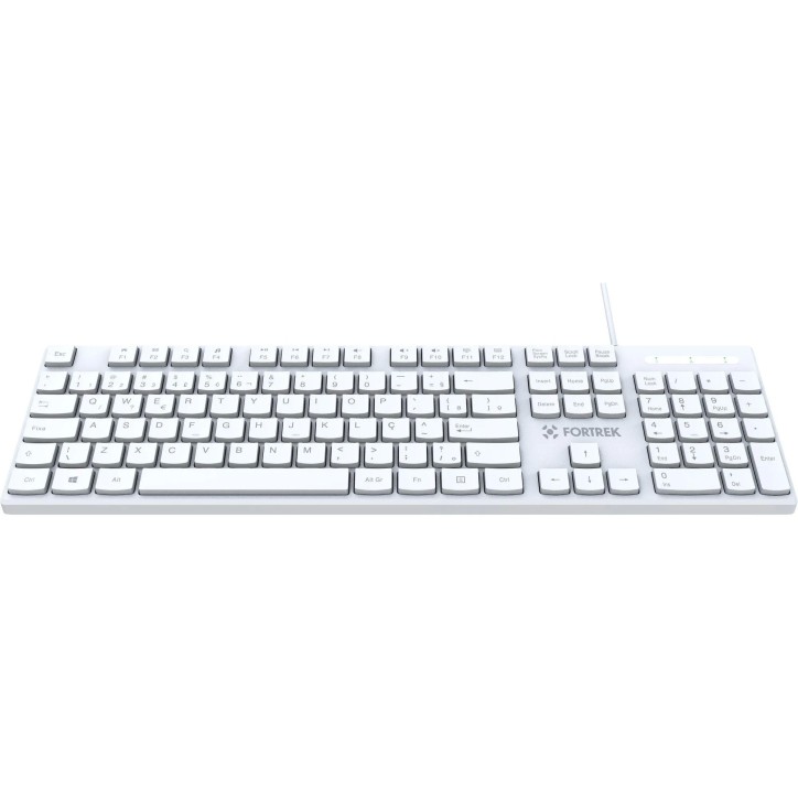 Teclado USB Multimídia K15 Slim Branco Fortrek