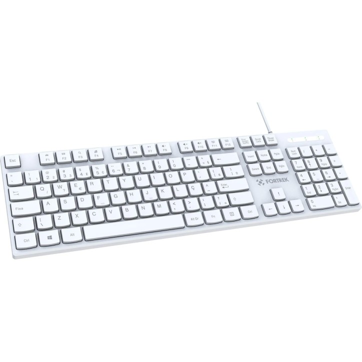 Teclado USB Multimídia K15 Slim Branco Fortrek