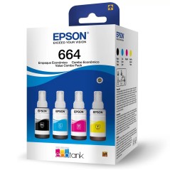 Kit Cartuchos Refil Epson 664 70ml T664 com 4 Cores(L210/L220/L355/L365/L375/L555/L565/L575/L1300)