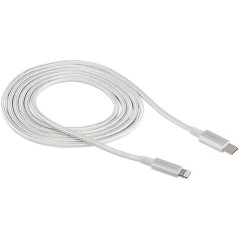 Cabo USB-C X 8pin Lightning Para iPhone 6, 7, 8, 9, X, XR, 11, 12 Nylon Branco EUCL 15NB Intelbras