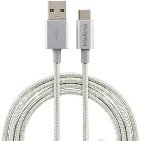 Cabo USB x Tipo C Para Smartphone  (1,5m) Nylon Branco intelbras