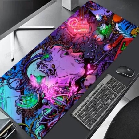 Mouse Pad Gamer 90x40 Profissional Multicolor Muleka Bags CyberPunk