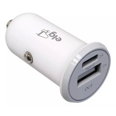 Carregador Veicular Universal USB-A/USB-C CC2STC Branco ELG