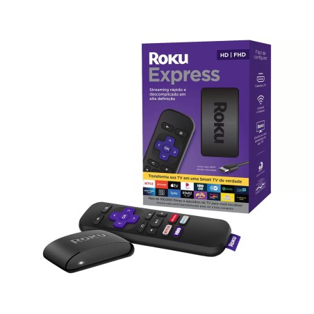 Roku Express Streaming para TV Full HD Com Controle Remoto Wi-fi de Banda-Dupla Preto