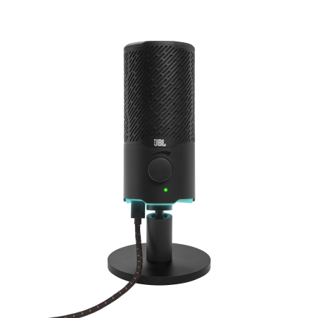 Microfone Quantum Stream Condensador Duplo Com Fio Led  Podcast Preto JBL